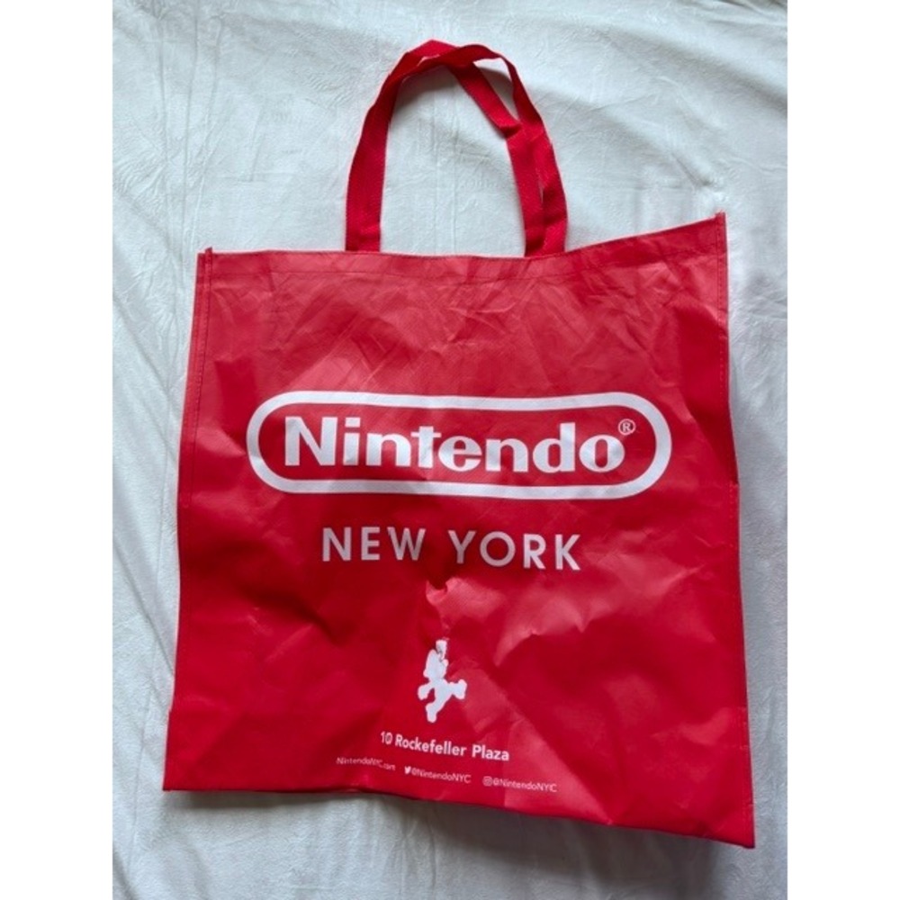 Nintendo New York 10 Rockefeller Plaza Reusable Tote Bag Red Large Mario NYC